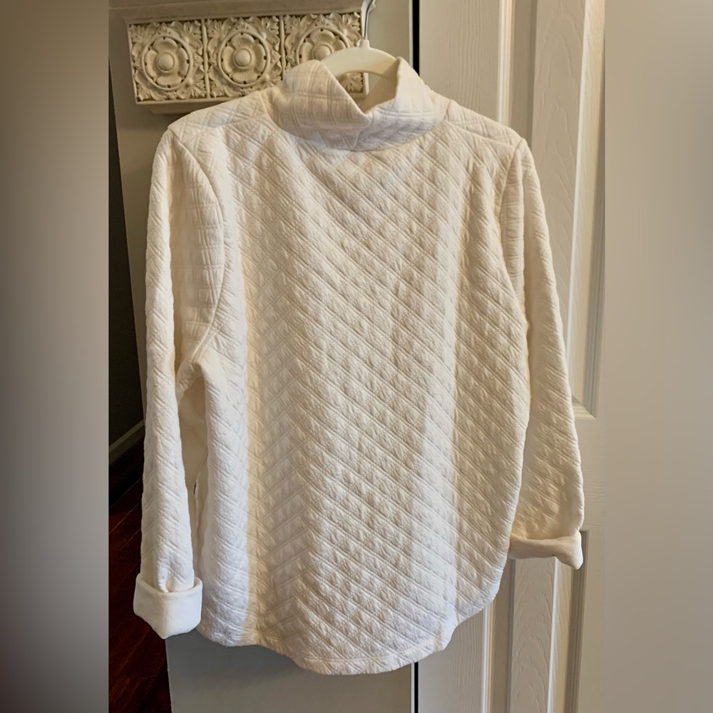 J.Crew Ivory Quilted Mockneck Long Sleeve Pullover Size Large NWT - Picture 6 of 9